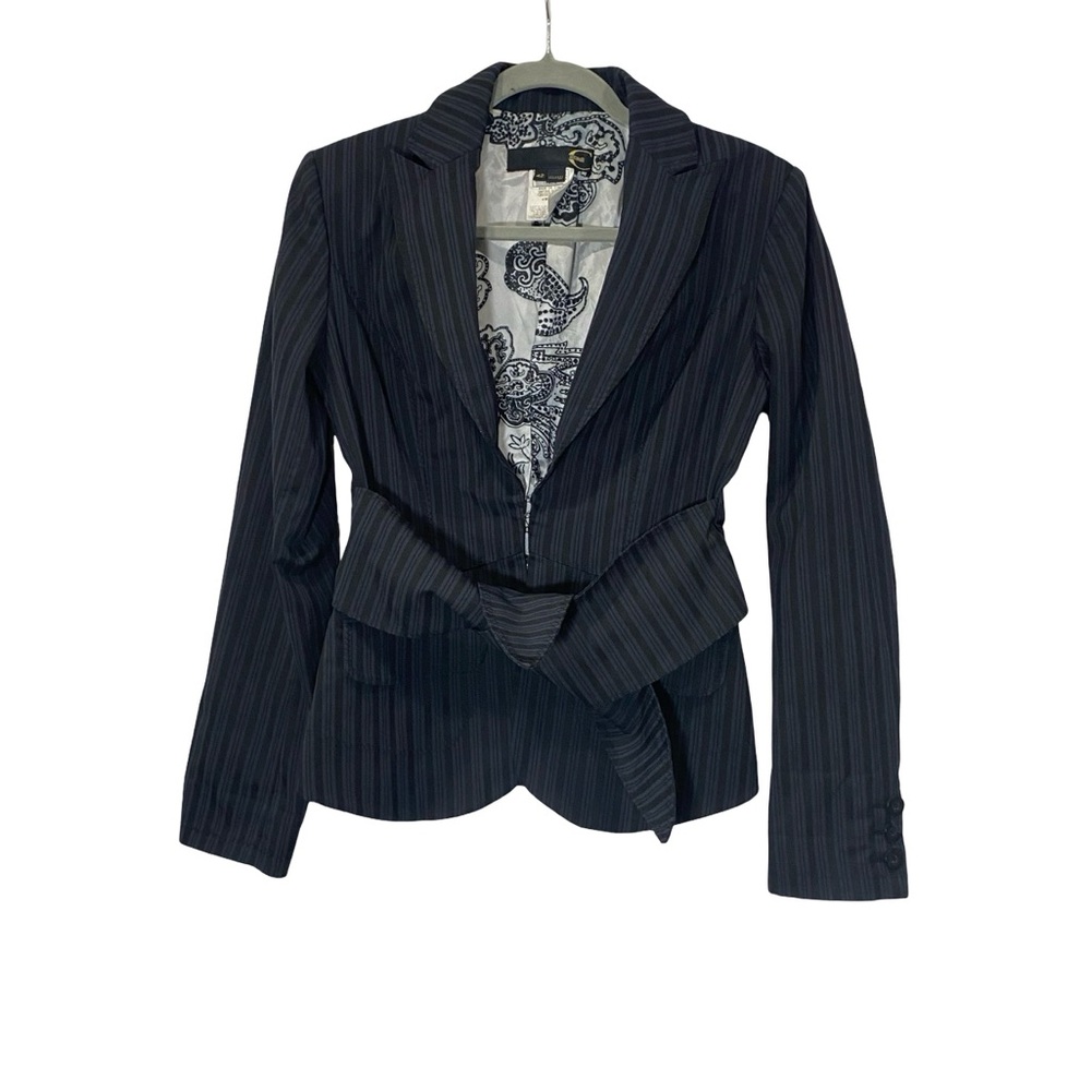 Just Cavalli Pinstripe Belted Blazer with Paisley Lining - IT 42 / US 6 y2k